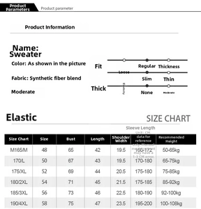 Detaillierte Größentabelle für Herren-V-Ausschnitt-Pullover mit Maßen und Gewicht