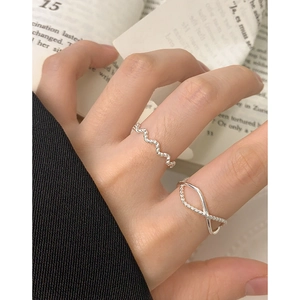 Minimalist S925 sterling silver twist and hollow weave ring set for women in silver