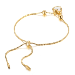 Elegantes verstellbares goldenes Herzarmband mit Perlmutteinlage für Damenmode