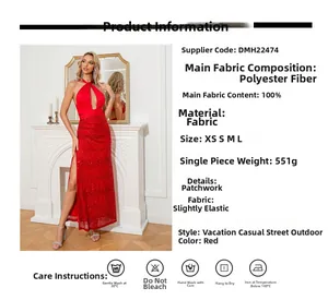 Detailed view of red sequin maxi dress fabric texture and fine stitching craftsmanship
