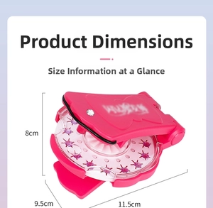 Detailed size view of pink butterfly hair braider toy with 11.5x9.5x8cm dimensions
