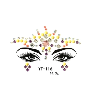Acrylic face rhinestone stickers for festival party makeup, sparkling face jewels with eye design.