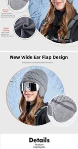 Dettaglio del cappello in maglia invernale con fodera in pile e paraorecchie ampi