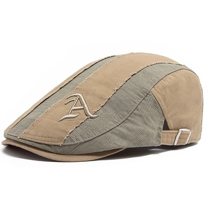Vintage Cotton Ivy Cap For Men Letter A Embroidered Patchwork Distressed Design Adjustable Metal Buckle Sunshade