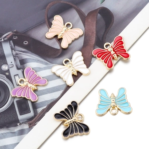 Butterfly Charms Alloy Enamel Pendants Colorful Gold Plated For DIY Jewelry Making Necklaces Bracelets Cute Style