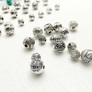 Bulk silver alloy dragon scale lantern beads for DIY jewelry and necklace crafting