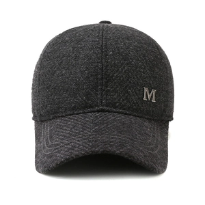 Casquette de baseball hiver pour homme avec protège-oreilles et logo M en gris anthracite