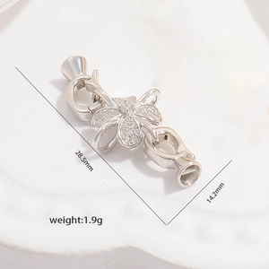 Detailed view of S925 silver flower clasp with cubic zirconia for DIY necklaces