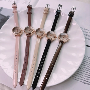 Set of 5 vintage rectangular quartz watches with slim leather straps in assorted colors