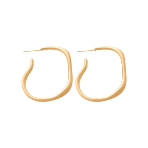 Minimalist matte gold irregular metal hoop earrings with elegant fluid design style