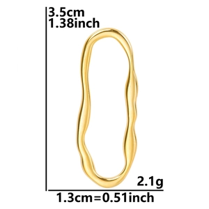 304 Edelstahl Ovaler Ohrring in 18k Gold mit Abmessungen und Gewichtsangaben