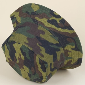 Classic camo double-sided bucket hat in army green canvas for outdoor hiking and sun protection