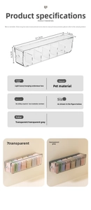 Detail view of wall-mounted underwear storage box dimensions and PET material texture