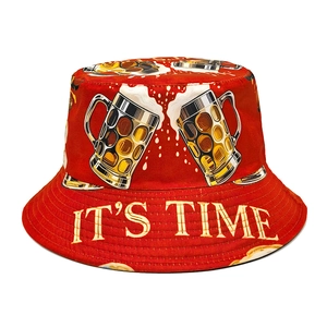 Beer Pattern Bucket Hat Polyester Sunscreen Breathable Foldable Sun Hat For Summer Party Travel Vintage Style Unisex