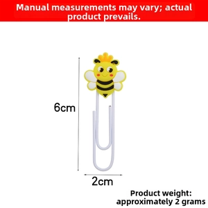 Detailed view of bee bookmark with 6cm length and 2cm width dimension markings