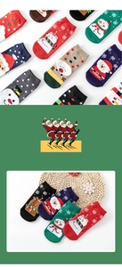 Close-up of festive Christmas socks featuring cute reindeer and snowman embroidery