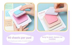 Detail of 90 sheets macaron sticky notes set with 3 colors and to-do list card