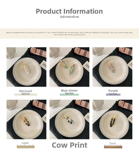 Detailed close-up of acetate hair clips in six gradient patterns for daily styling