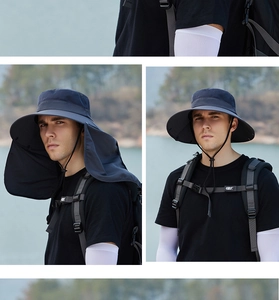 Détail du chapeau de soleil gris avec maille respirante et cordon réglable