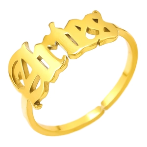 Adjustable 1988 gothic number ring in gold-plated stainless steel for men and women