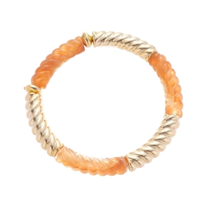 Bracelet géométrique rétro en acrylique avec métal doré et maillons en résine orange