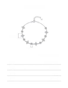Detailed size specifications for S925 sterling silver four-leaf clover bracelet