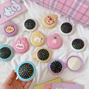 Mini spazzola per capelli pieghevole con specchio integrato e disegni di animali