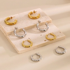 Orecchini A Cerchio Vintage Da Donna Acciaio Inossidabile Placcato Oro Forma A C Gioielli Geometrici Lucidatura Specchio