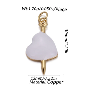 Copper white heart charm dimensions 30x13mm for DIY bracelet and earring making