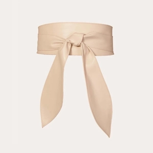 Elegantes beigefarbenes Taillenkorsett mit Schleife für Damen, breiter Gürtel aus Kunstleder