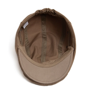 Retro brown flat cap with elasticated back and cotton lining for unisex casual wear style