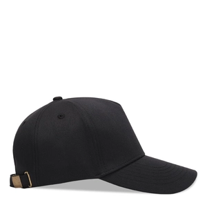Classic black high-top baseball cap with adjustable gold metal buckle for outdoors
