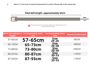 Tableau des tailles détaillé pour ceinture élastique femme avec mesures de taille