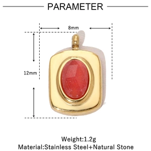 Diagramme technique de taille pour pendentif fleur en pierre naturelle rouge et acier