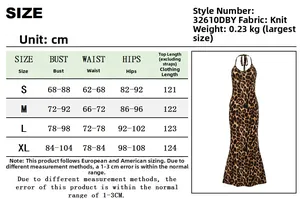 Detaillierte Größentabelle für das figurbetonte Kleid mit Leopardenmuster in S-XL