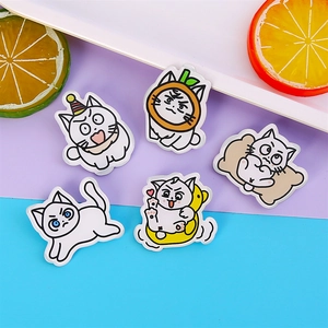 Cute acrylic cartoon cat pins featuring five diverse kitty designs for clothes and bags