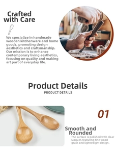 Detailed view of handmade wooden spoon with natural grain and smooth lacquer finish