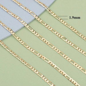 Nahaufnahme der 1,9 mm 18K vergoldeten Figaro-Kette für DIY-Schmuckherstellung
