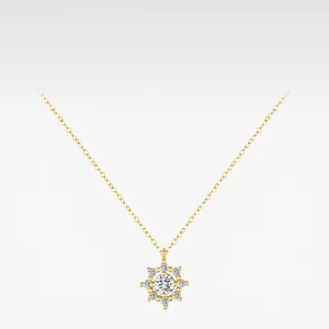 Collier Pendentif Flocon de Neige en Argent Sterling 925 Moissanite Plaqué Or Couleur D VVS1 Avec Certificat GRA pour Bijoux de Femme