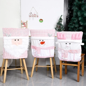 Christmas Chair Covers Pink Plush Santa Snowman Reindeer Extending Dolls Candy Baskets Desktop Decoration Ornaments