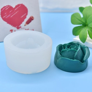 3D rose flower silicone mold for DIY candles and soaps with realistic petal texture