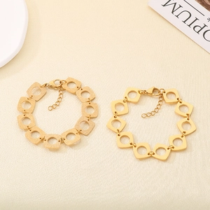 Bracelets à maillons carrés géométriques dorés 18K polis et dépolis pour femmes élégantes