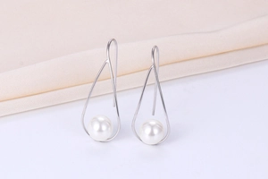 Detailed view of elegant S925 silver waterdrop earrings with large white pearls