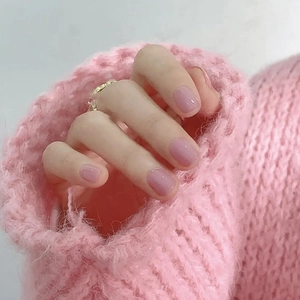 Unghie Finte Rosa Viola Lucide Press On Nails Forma Quadrata Stile Dolce Semplice In Plastica Per Donna