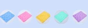 Detail view of thickened pet towels in five colors with cute marine animal prints