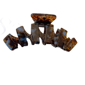 Large French acetate tortoise shell claw clip with geometric hair styling design