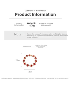 Détail du bracelet trèfle rouge doré avec spécifications de poids et de dimensions du bijou