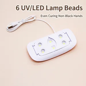Mini lampada per unghie UV/LED portatile bianca con cavo USB e 6 perle LED ad alta potenza