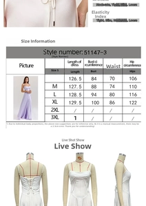 Size chart showing S-XL dimensions for the backless summer evening maxi dress
