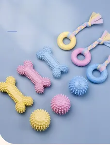 Détails de jouets à mâcher en TPR avec textures à picots et cordes pour chiens